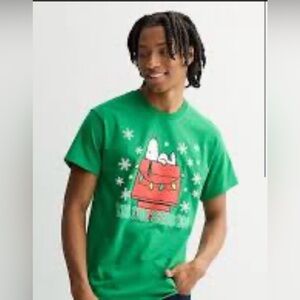 Vintage Peanuts Snoopy "Merry Christmas" Graphic Tee - Lime Green - Size M